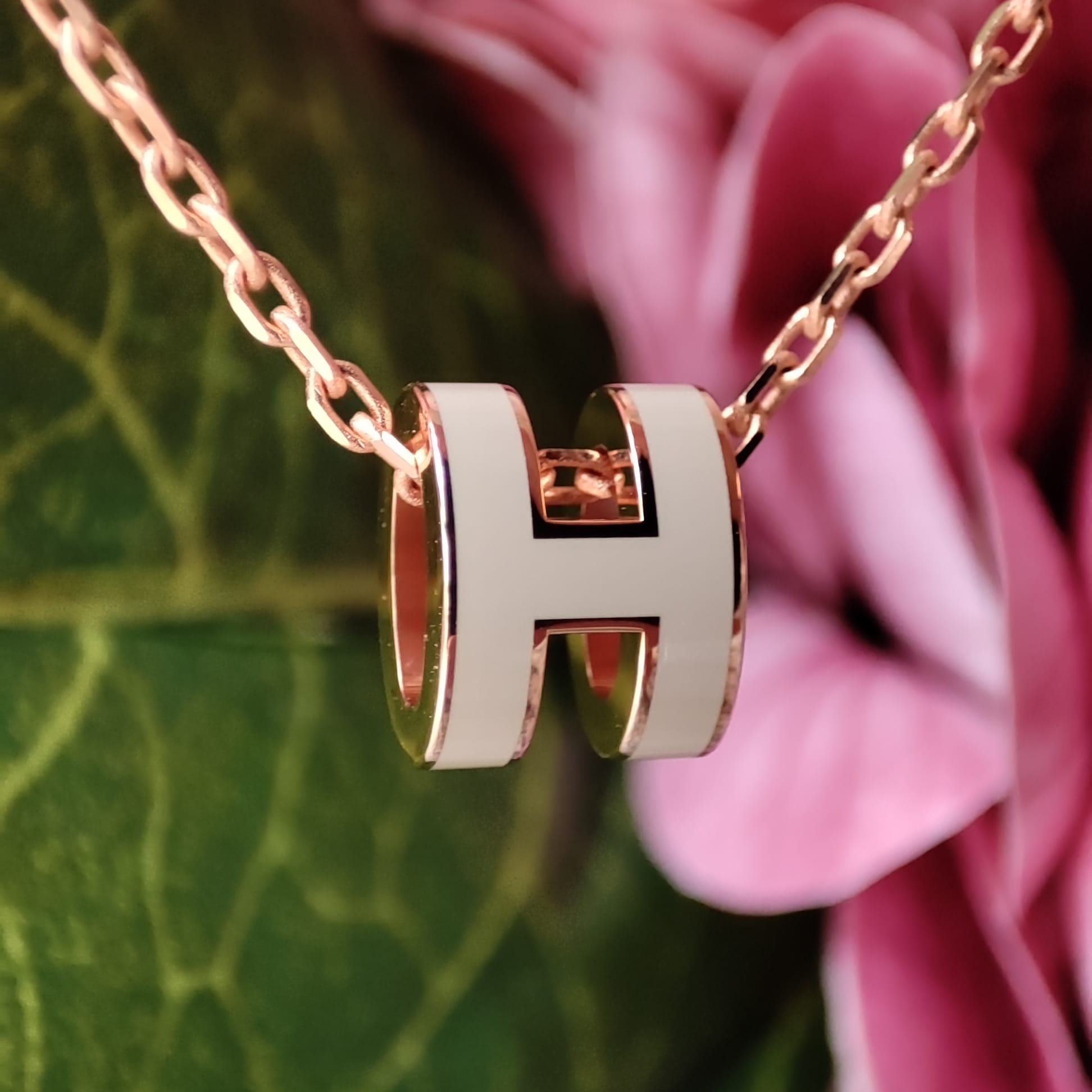 Hermès Pop H Pink Lacquered Gold Plated Pendant Necklace Hermes | TLC